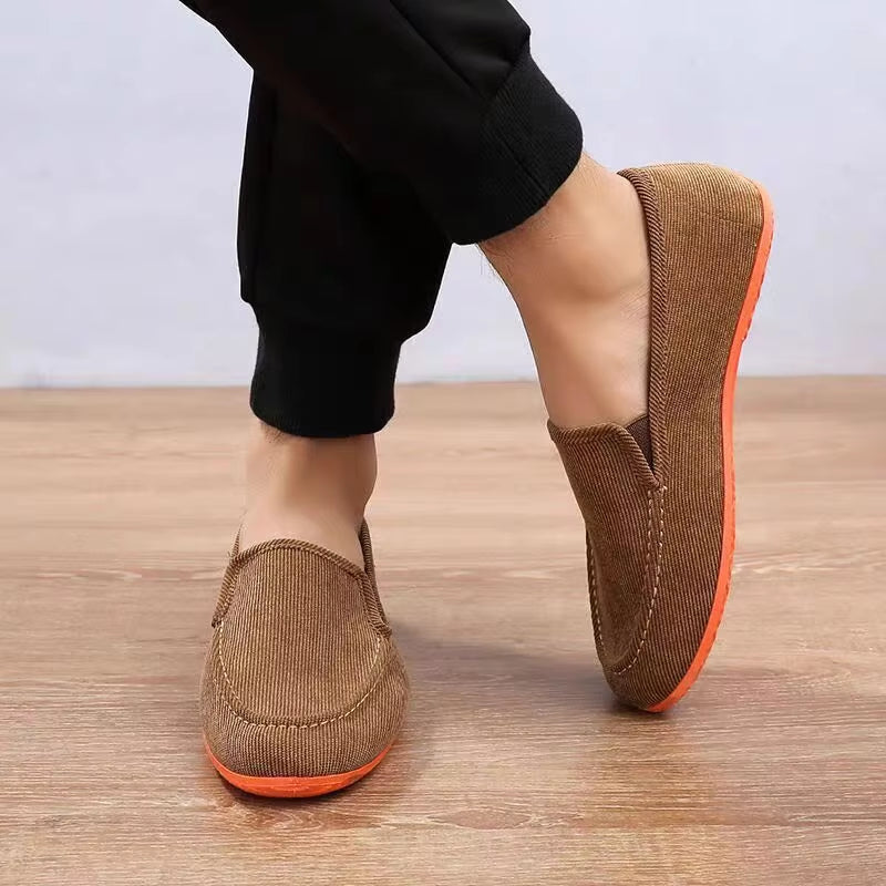 Men's Summer Breathable Canvas Loafers - Stylish Flat Jogging and Driving Shoes for Casual Comfort