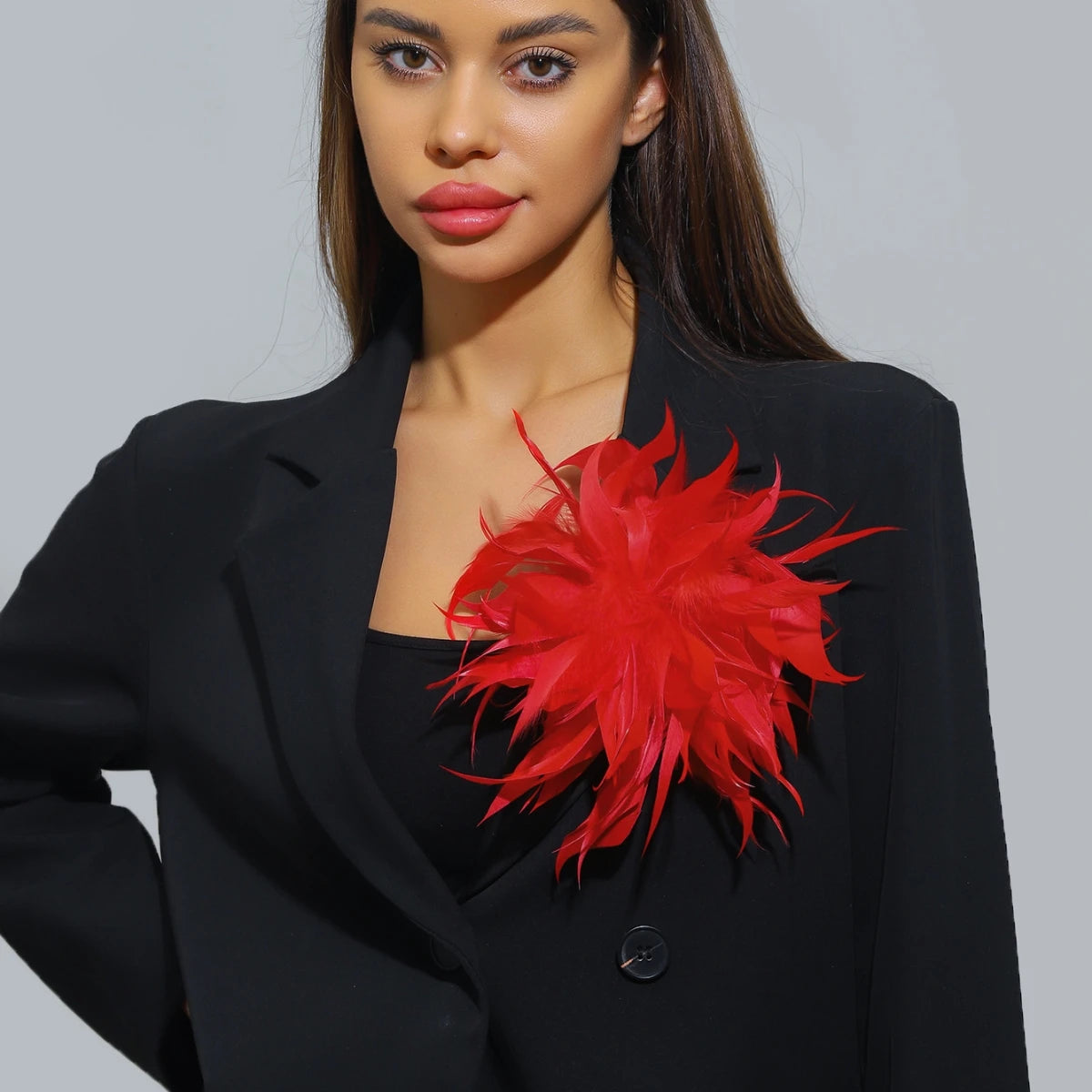 20CM French Style Handmade Multicolor Feather Flower Big Brooch for Women Luxury Exquisite Fashion Lapel Pin Party Cloth Jewelry