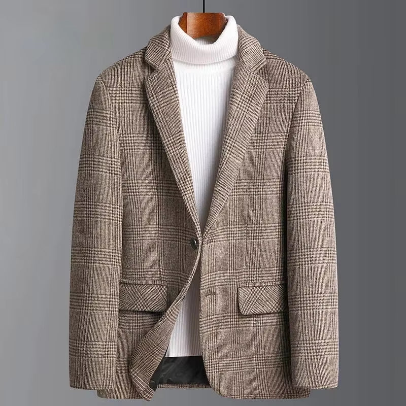 Mens Suit Jacket Blazers 2026 Autumn Winter Suits Men'S Wool Plaid Suits Men'S Trend Woolen Suits plus Size Men'S Clothing