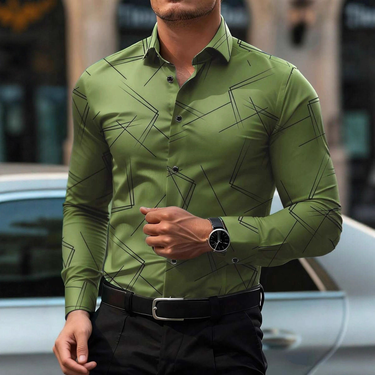 Mens Casual Line Digital-Print Shirt
