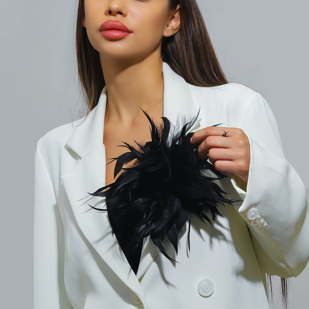 20CM French Style Handmade Multicolor Feather Flower Big Brooch for Women Luxury Exquisite Fashion Lapel Pin Party Cloth Jewelry