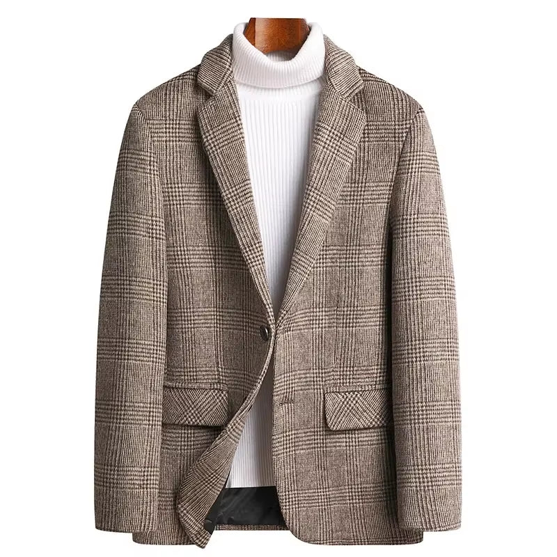 Mens Suit Jacket Blazers 2026 Autumn Winter Suits Men'S Wool Plaid Suits Men'S Trend Woolen Suits plus Size Men'S Clothing