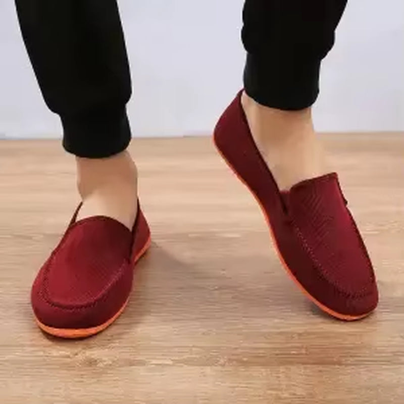 Men's Summer Breathable Canvas Loafers - Stylish Flat Jogging and Driving Shoes for Casual Comfort