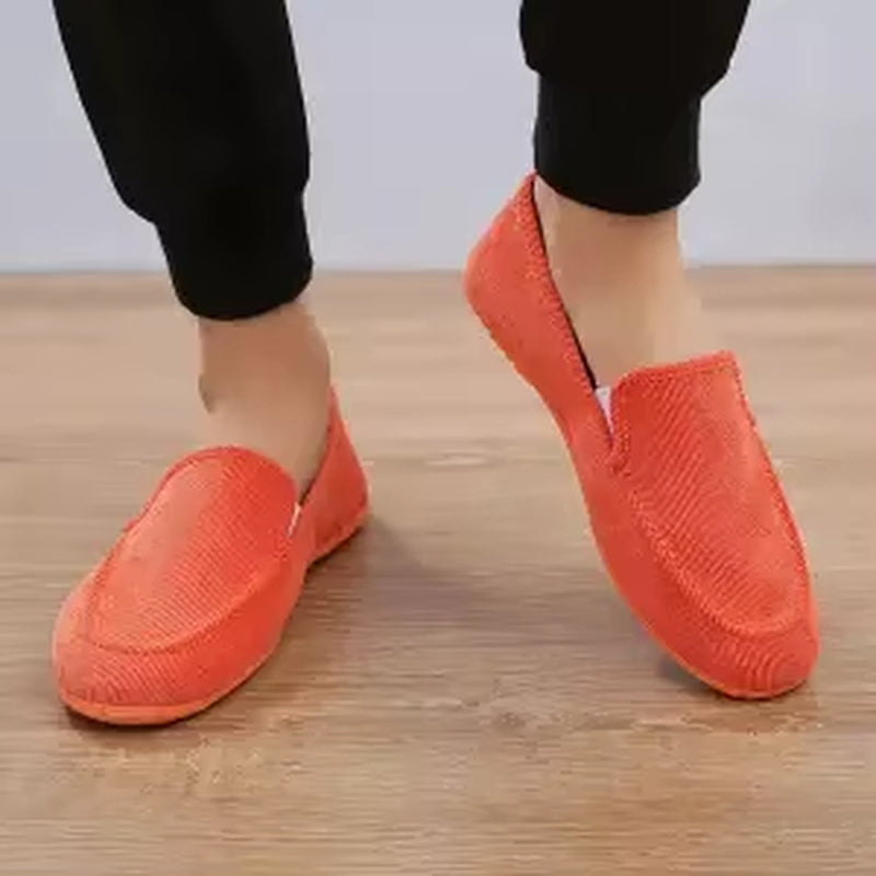 Men's Summer Breathable Canvas Loafers - Stylish Flat Jogging and Driving Shoes for Casual Comfort