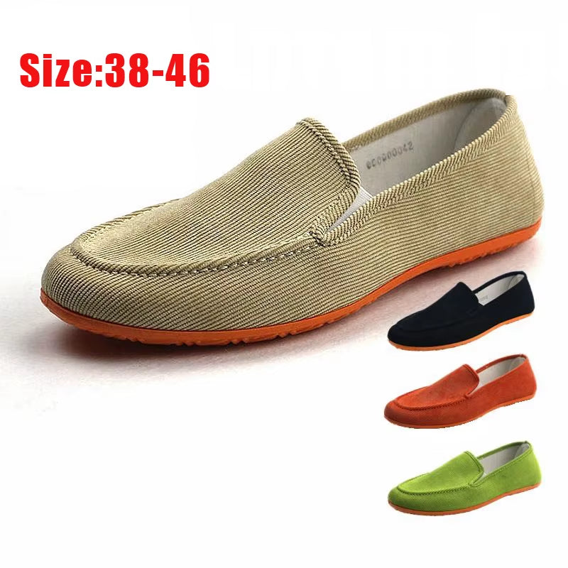 Men's Summer Breathable Canvas Loafers - Stylish Flat Jogging and Driving Shoes for Casual Comfort