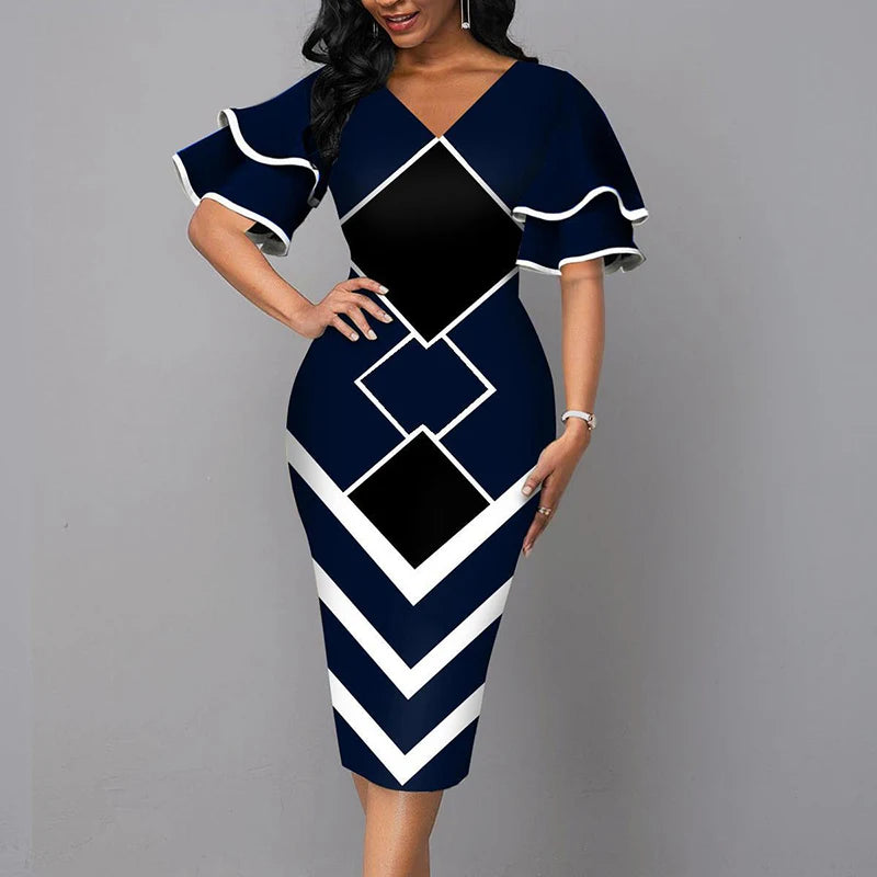 Classic Women Dress 2026 Summer Fashion V Neck Short Sleeve Sexy Slim Dress Vintage Patchwork Casual Lady Party Dresses Vestido