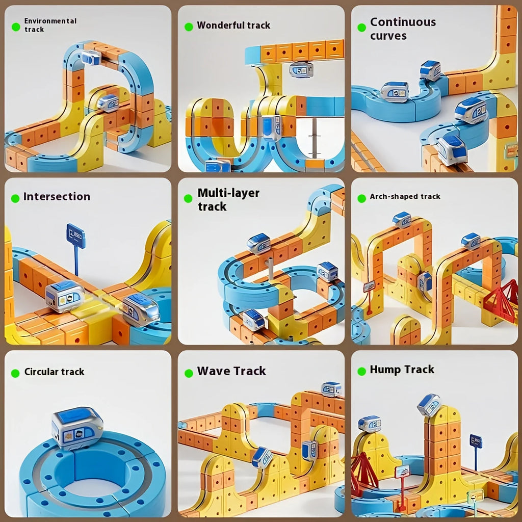 Unleash Creativity with the DIY Cube Track Electric Magnetic 3D Train Set - A Fun STEM Learning Adventure for Kids!