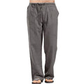 Men'S Cotton Linen Pants Summer Solid Color Breathable Linen Trousers Male Casual Elastic Waist Fitness Pants