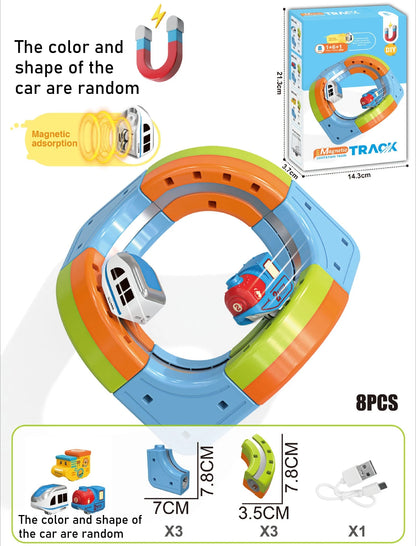 Unleash Creativity with the DIY Cube Track Electric Magnetic 3D Train Set - A Fun STEM Learning Adventure for Kids!