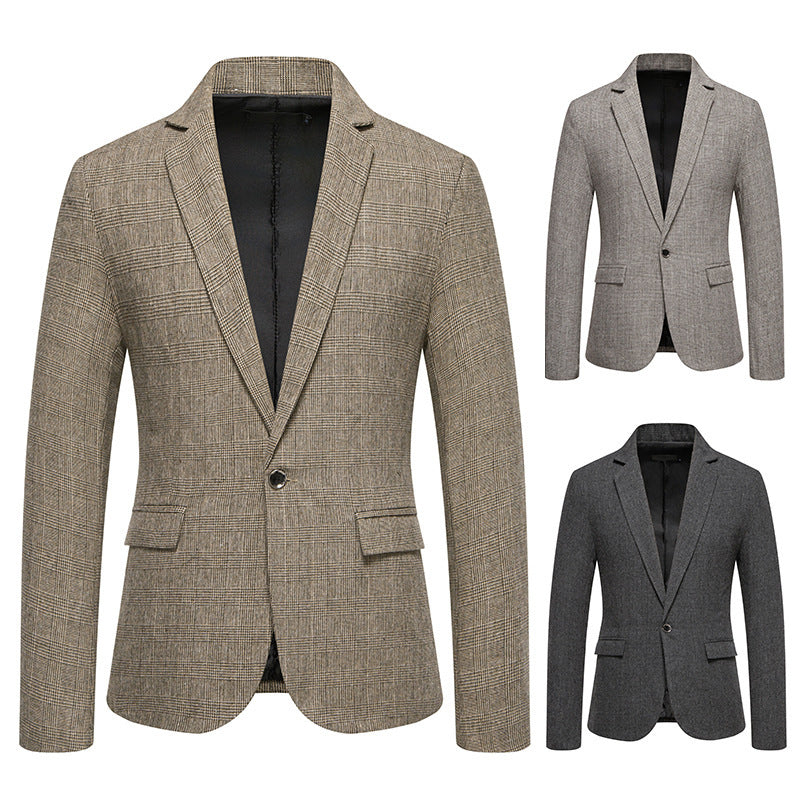 European Size Men'S Fashion Woolen Casual Small Suit Coat