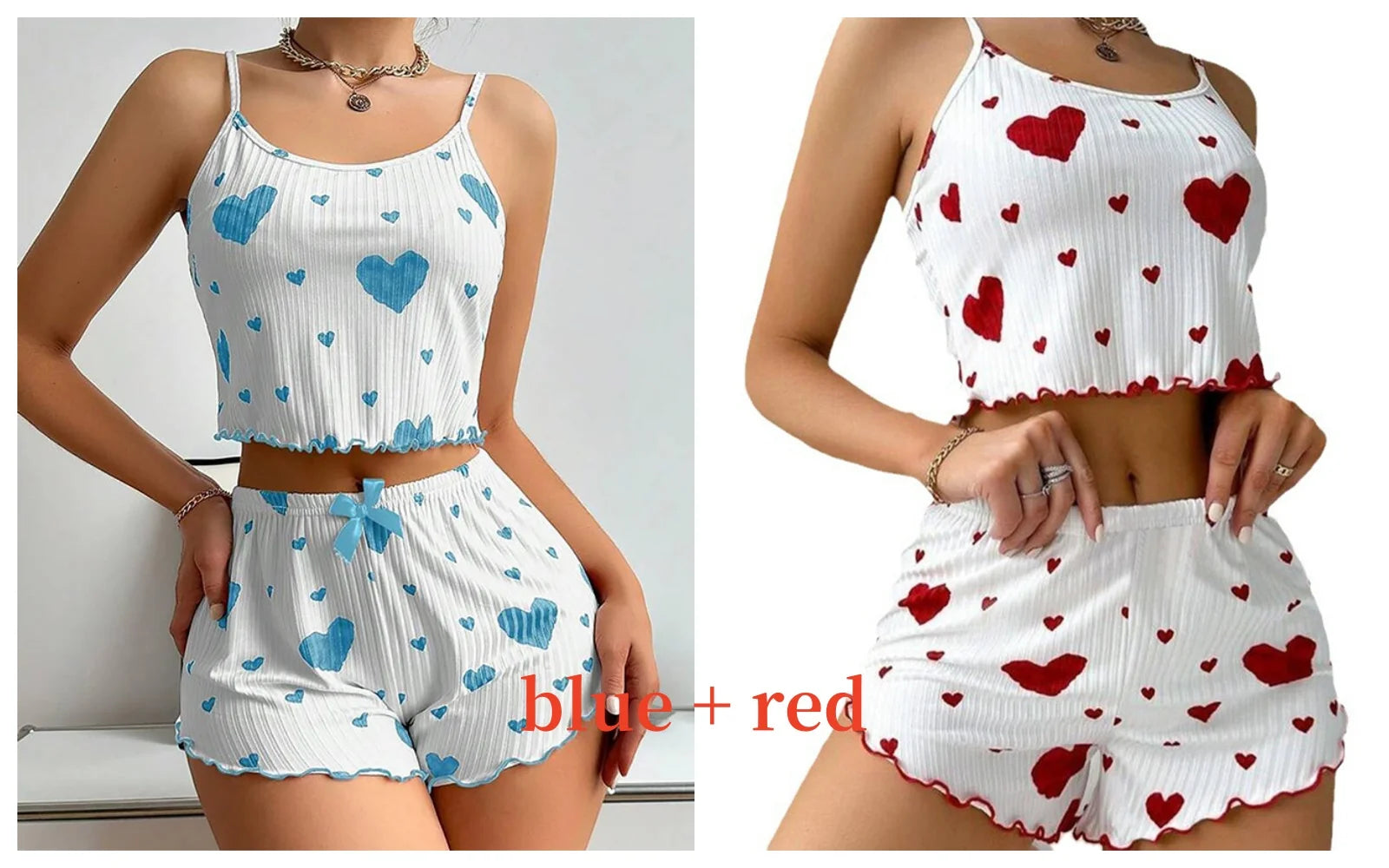 Women's 2-Piece Pajama Set - Soft and Breathable Sleepwear with Love Print, Available in S, M, L, White