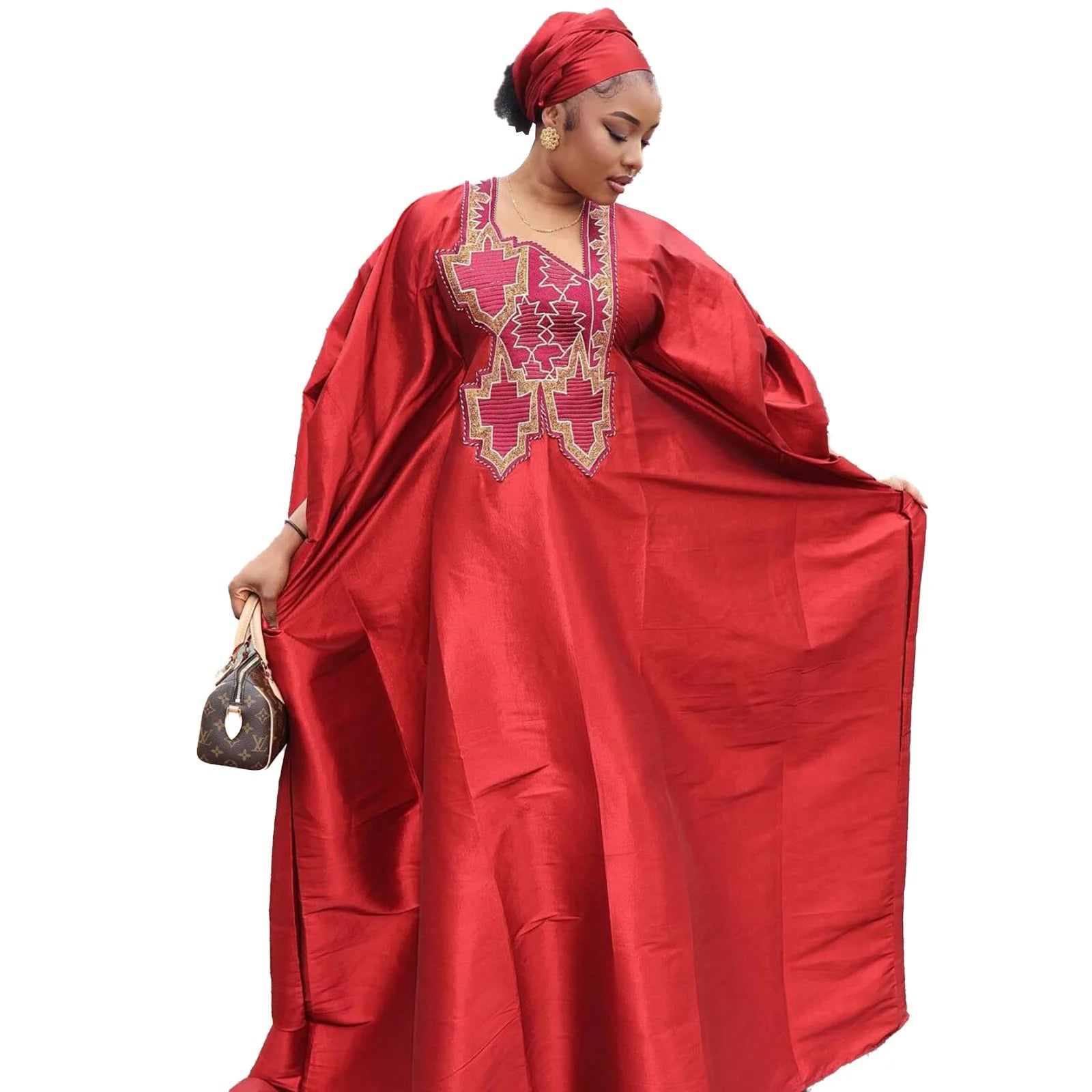 African Attire for Women Abaya Embroidery plus Size Elegant Party Church Dress