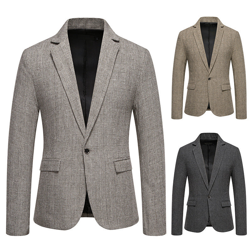 European Size Men'S Fashion Woolen Casual Small Suit Coat
