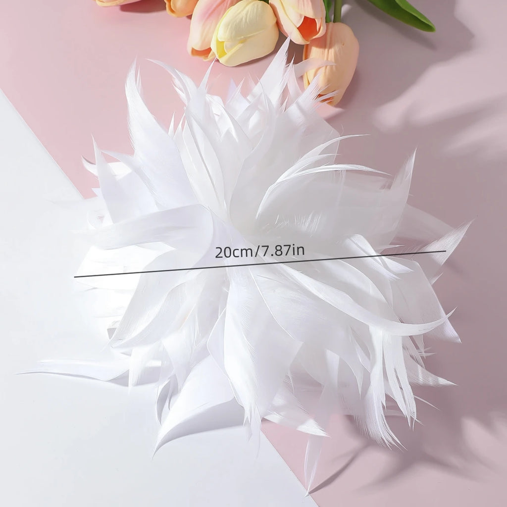 20CM French Style Handmade Multicolor Feather Flower Big Brooch for Women Luxury Exquisite Fashion Lapel Pin Party Cloth Jewelry