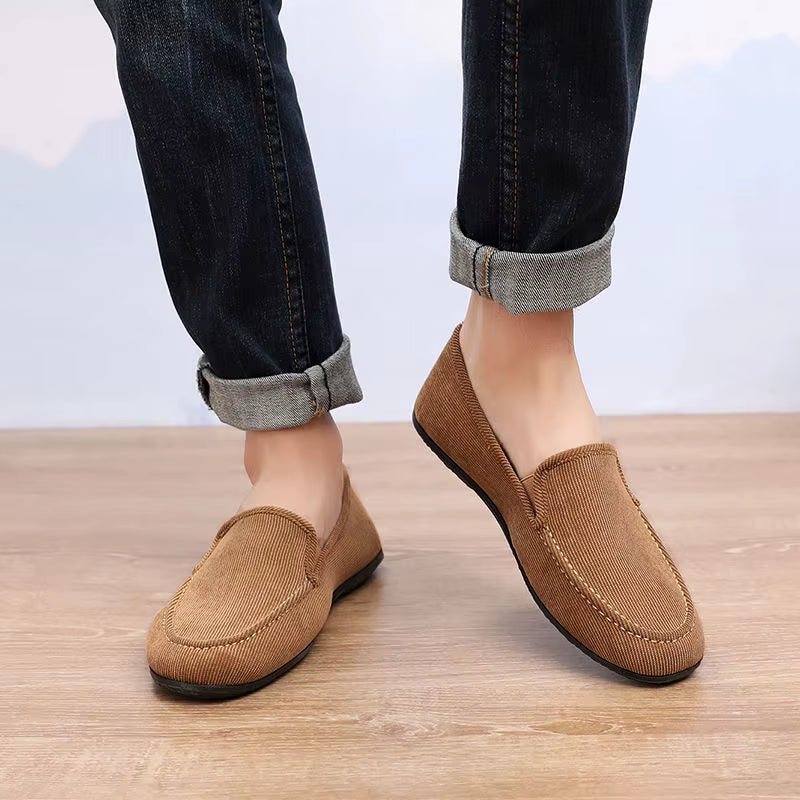 Men's Summer Breathable Canvas Loafers - Stylish Flat Jogging and Driving Shoes for Casual Comfort
