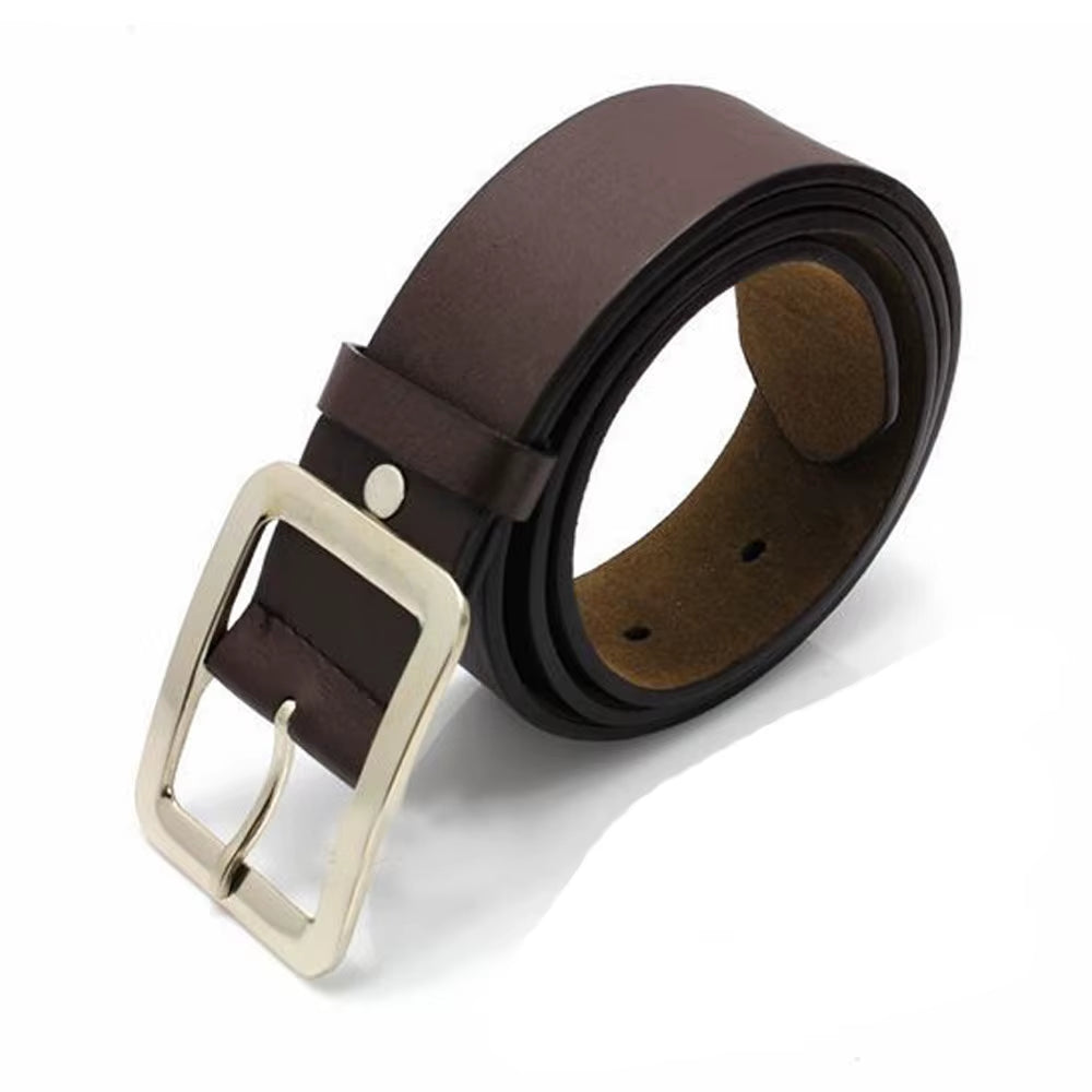 2025 Square Pin Buckles Belts Men Silver Buckle Leather Belts for Jeans Retro Wild Belts for Men Waistbands Students Strap
