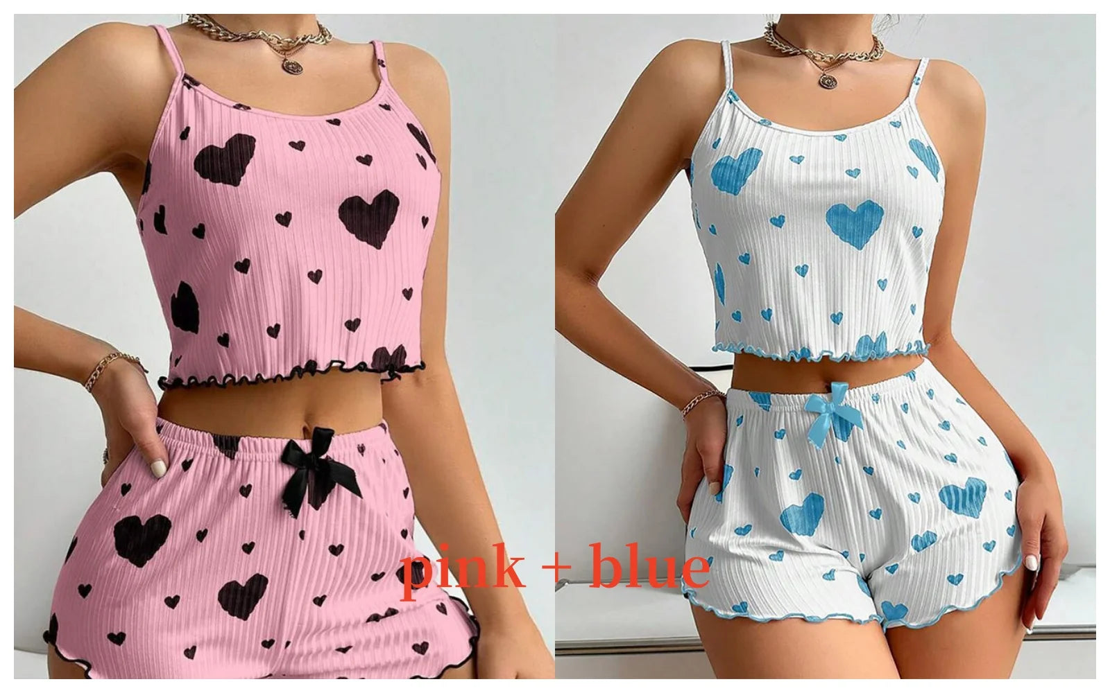 Women's 2-Piece Pajama Set - Soft and Breathable Sleepwear with Love Print, Available in S, M, L, White