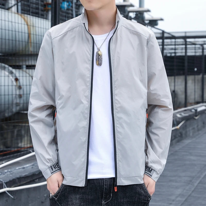 Thin jacket sun protection clothing for men in summer, ultra-thin breathable ice silk, UV resistant outdoor sun protection cloth