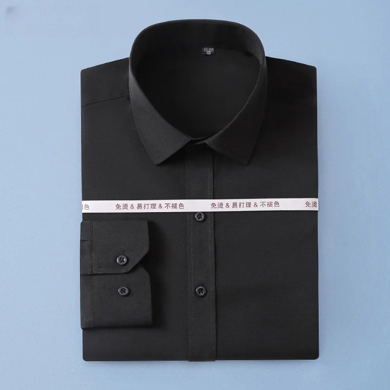 New Men'S Shirts Long Sleeve Dress Shirts for Men Slim Fit Social Business Blouse White Blue Office Shirt Men Clothing S-4XL