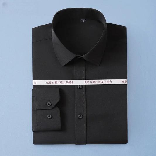 New Men'S Shirts Long Sleeve Dress Shirts for Men Slim Fit Social Business Blouse White Blue Office Shirt Men Clothing S-4XL