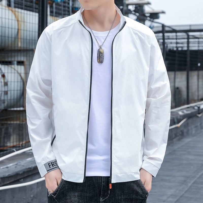 Thin jacket sun protection clothing for men in summer, ultra-thin breathable ice silk, UV resistant outdoor sun protection cloth