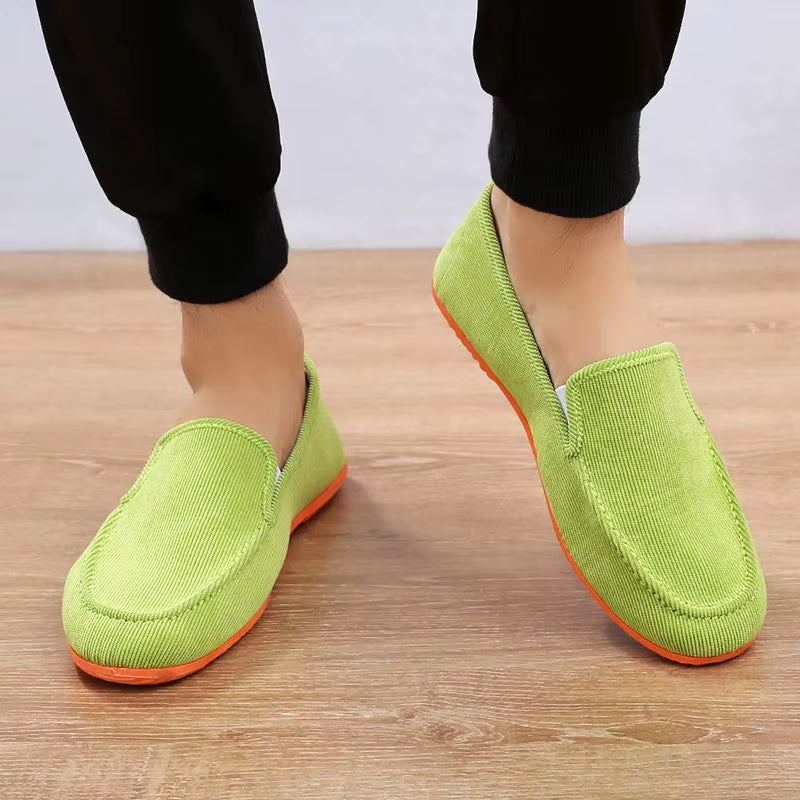 Men's Summer Breathable Canvas Loafers - Stylish Flat Jogging and Driving Shoes for Casual Comfort