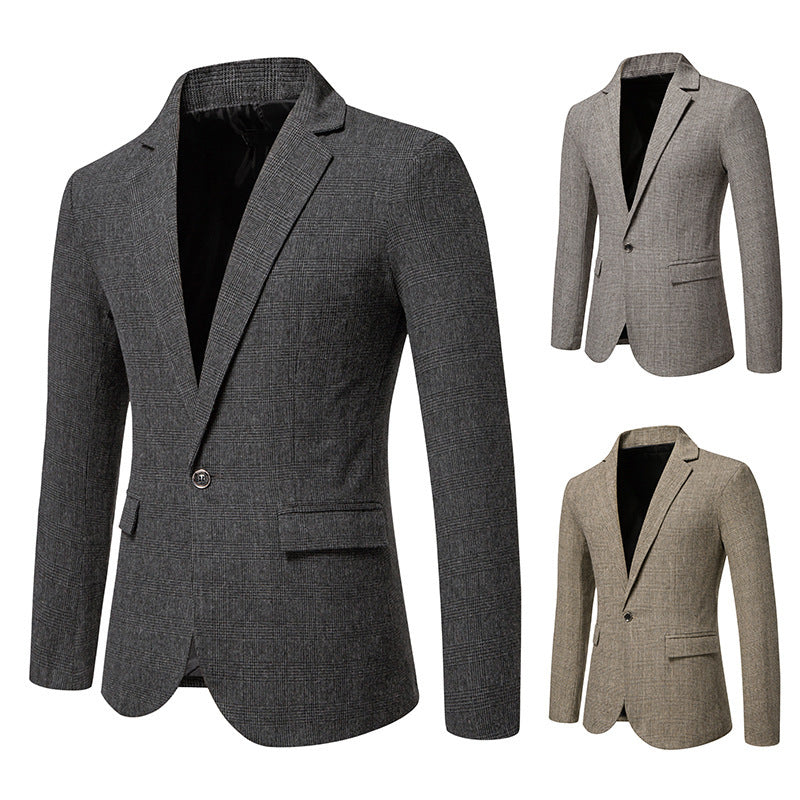 European Size Men'S Fashion Woolen Casual Small Suit Coat